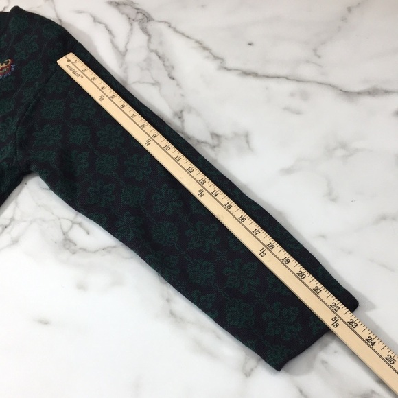 Talbots Vintage Black Green Damask Floral Cardigan Sweater Womens L Wool‎ Blend - Picture 12 of 12